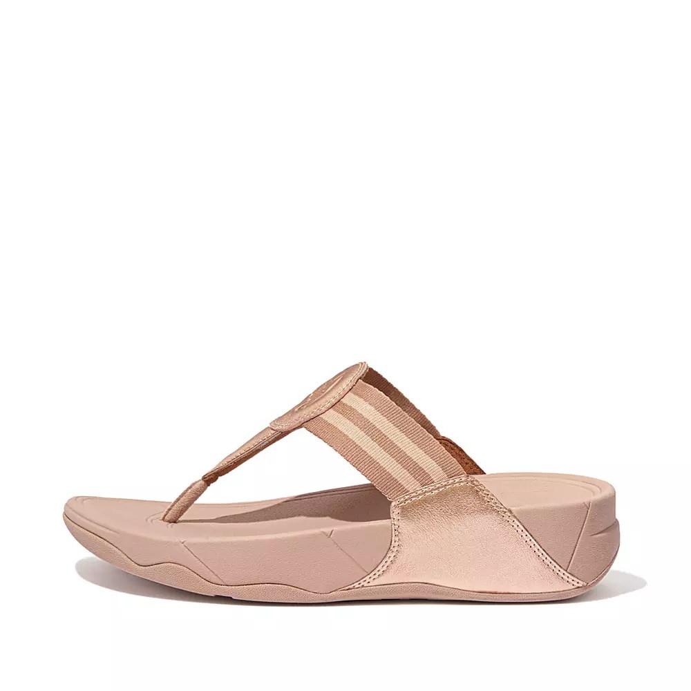 Rose / Gold Women\'s Fitflop WALKSTAR Webbing Toe-Post Sandals | NZ.12EKM