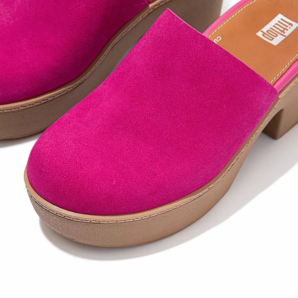 Rose Women's Fitflop PILAR Suede Platforms Mules | NZ.32IMC