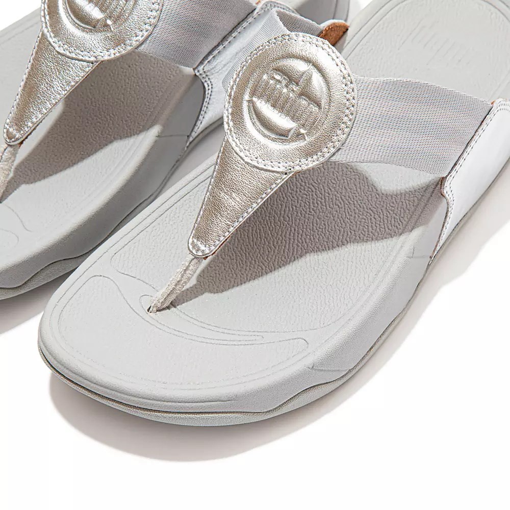 Silver Women's Fitflop WALKSTAR Webbing Toe-Post Sandals | NZ.42OEZ