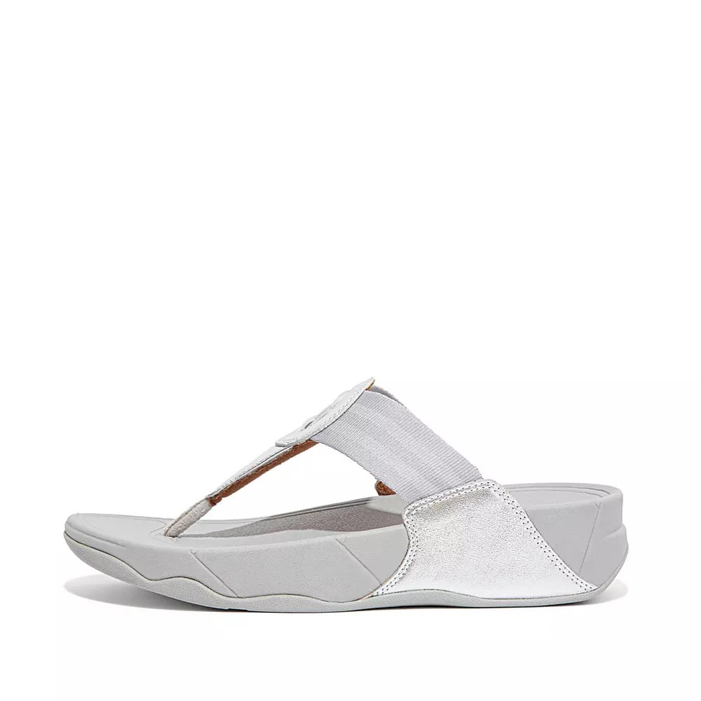 Silver Women\'s Fitflop WALKSTAR Webbing Toe-Post Sandals | NZ.42OEZ