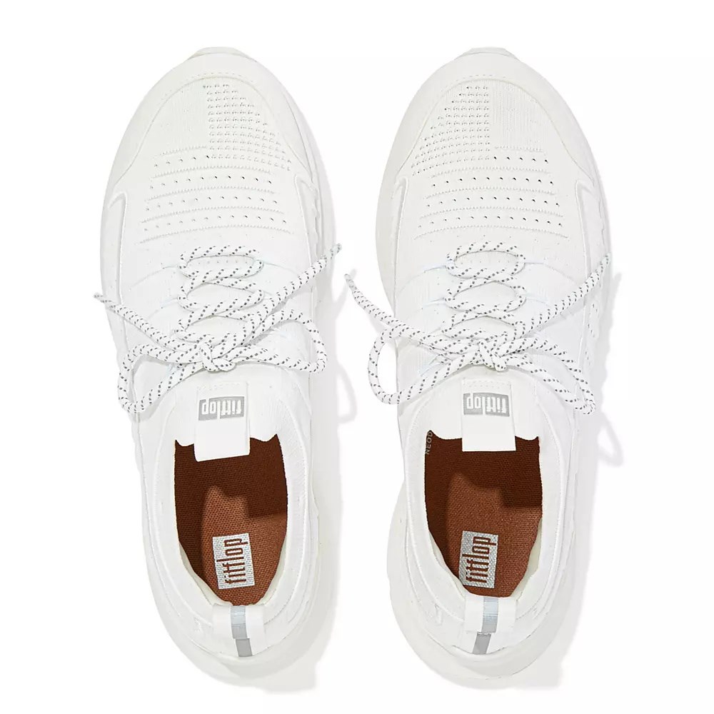 White Men's Fitflop VITAMIN FF Knit Sneakers | NZ.34EVK