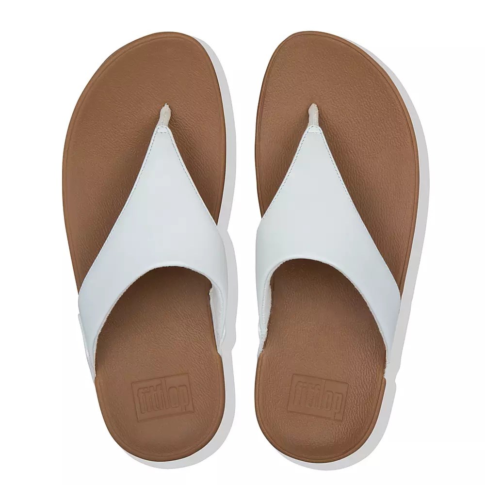 White Women's Fitflop LULU Leather Toe-Post Sandals | NZ.27UYI