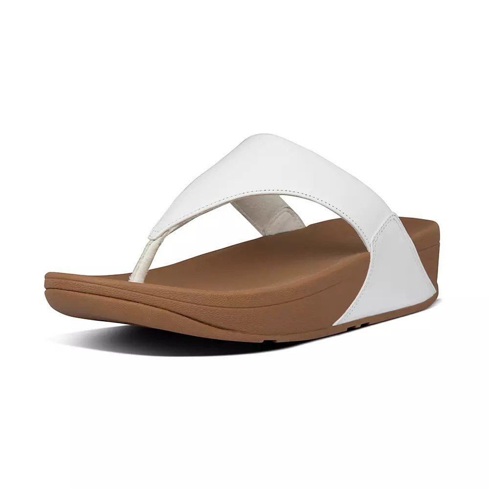 White Women's Fitflop LULU Leather Toe-Post Sandals | NZ.27UYI