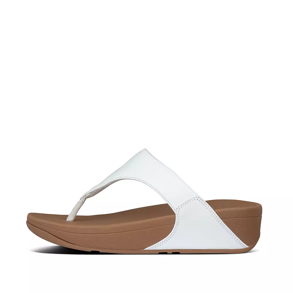 White Women\'s Fitflop LULU Leather Toe-Post Sandals | NZ.27UYI