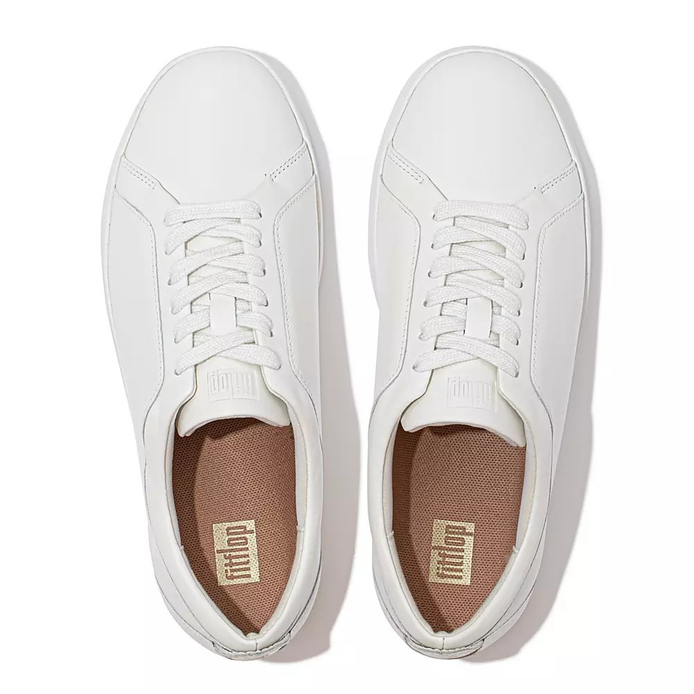 White Women's Fitflop RALLY Leather Sneakers | NZ.26NWH