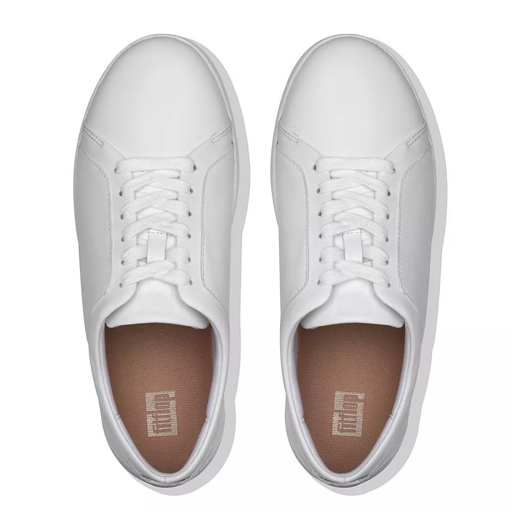 White Women's Fitflop RALLY Leather Sneakers | NZ.43ZRG