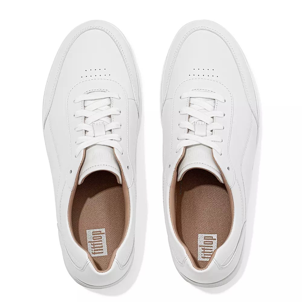 White Women's Fitflop RALLY X Leather Sneakers | NZ.62NXJ