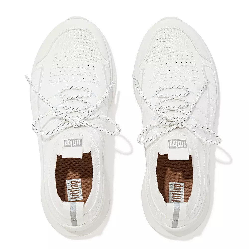 White Women's Fitflop VITAMIN FF Knit Sneakers | NZ.45NJR